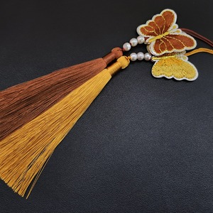 <b>Bag</b> <b>Charm</b> Korean Traditional Norigae Butterfly Pendant with Silk Tassel and Pearl, Korean Knot Traditional Ornament <b>Bag</b> <b>Charm</b> - Product Image 6