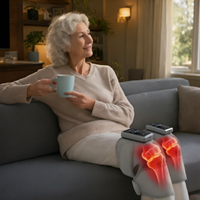 Masseur électrique intelligent pour les genoux avec chaleur et vibrations - Appareil sans fil rechargeable pour soulager les douleurs aux jambes, pour l'arthrite et la récupération sportive