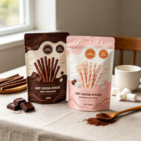 Sachets de 500g et 1kg de poudre de cacao en aluminium, personnalisables, à fond plat, pour barres de chocolat chaud, emballages Mylar pour poudre de chocolat