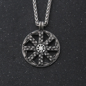 Collar Kolovrat, Joyería Pagana Vikinga Nórdica, Collar con Colgante de Rueda Solar Eslava de Acero Inoxidable - Product Image 1