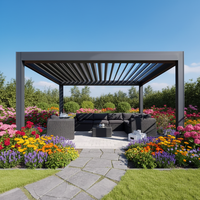 Gazebo en aluminium au design moderne avec toit à persiennes et tous les accessoires inclus pour les projets de jardinage en arrière-cour - Écologique
