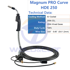 LIN Heavy Duty Magnum PRO CURVE HDE 250 Antorcha de soldadura 10FT 15FT 250A Conector <span class=keywords><strong>Lincoln</strong></span> refrigerado por aire <span class=keywords><strong>Pistola</strong></span> <span class=keywords><strong>MIG</strong></span> 0,6-1,2mm Gas CO2 - Product Image 2