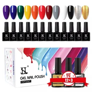 HS Nagel Gel Polish 8ml 15 Stück UV Gel Nagellack Kit Maniküre Basis und Dec klack Full Set