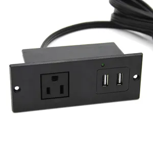ETL listed electrical socket extension US standard furniture extended desk power outlet with 2 USB table strip with usb