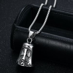 Stainless Steel <b>Cross</b> Pendant Necklace Vintage Polished Bell Shape Unisex Fashion Jewelry - Product Image 4