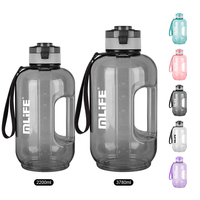 Bouteille d'eau de sport grande capacité 74oz/128oz sans BPA en Tritan, pour la gym, à boire directement, écologique, avec marqueur de temps et sangle portable