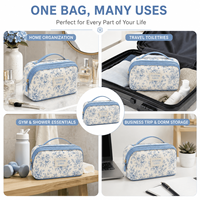 Trousse de Toilette de Voyage Florale Personnalisée pour Femme, Organisateur de Maquillage, Sac Cosmétique de Voyage avec Poignée Supérieure