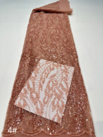 Tissu en dentelle tricotée G3230 écologique, résistant à l'eau, motif floral vintage épi de blé, brodé de perles et de sequins, 8 accessoires