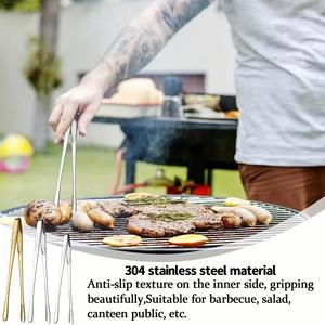 304 Stainless Steel Food Tongs with Long Handles Gold and Silver Steak <b>BBQ</b> Serving Tongs Ideal for Kitchen Cooking and Buffets - Product Image 3