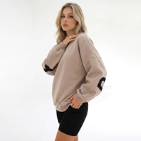 Sweat-shirt à col rond surdimensionné pour femme, avec logo personnalisé, épaules tombantes, imprimé lettres au dos, style streetwear décontracté, en molleton épais