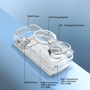 <span class=keywords><strong>Coque</strong></span> de téléphone portable <span class=keywords><strong>antichoc</strong></span> en TPU et PC avec support métallique pour iPhone 17 Pro Max – Coques transparentes Air Mobile - Product Image 4