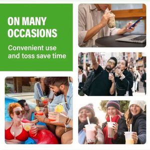 Gobelet à thé au lait Boba 90 mm en plastique PP jetable, capacité 500 ml/700 ml/1000 ml avec couvercle rigide pour fêtes et sodas - Product Image 4
