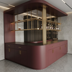 VIQ MDF with Laminate/PU Finish Residential Use Modern Wooden Bar <b>Cabinet</b> High Quality Bar Furniture For Luxury Room Concept - Product Image 5