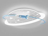 Plafonnier LED moderne pour la protection des yeux des garçons et des filles Rocket Cartoon Planet Design pour la maison, le bureau et la villa.