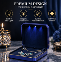 Boîte de rangement et de présentation de bijoux en plastique laqué, octogonale, faite à la main, avec 3 grandes LED, pour bagues, boucles d'oreilles et colliers