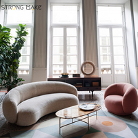 Sofá seccional moderno de lujo en forma de C blanco nórdico de alta calidad, muebles para el hogar, sofá Boucle curvo para sala de estar