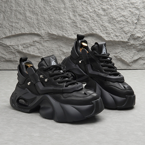 Đen hiệp sĩ dày duy nhất của nam giới 2024 mới đệm không khí bên trong chiều cao giản dị CHA Giày thể thao - Product Image 4