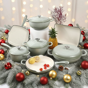 Ensemble <span class=keywords><strong>de</strong></span> 7 casseroles et poêles en fonte émaillée avec couvercles pour cuisinières à gaz et à induction – Vente en gros fabricant - Product Image 2