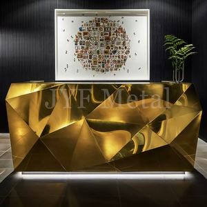 طاولة استقبال معدنية حديثة بتصميم جديد EL623 للمكاتب والفنادق، مصنوعة من الفولاذ المقاوم للصدأ بنمط تموجات الماء، مخصصة للبارات والفن - Product Image 6