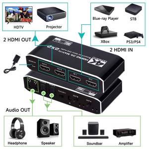 Commutateur matriciel HDMI 2x2 4K, séparateur HDMI2.0b HDCP2.2, extracteur audio, convertisseur vidéo 2 entrées 2 sorties, prend en charge 4K60Hz - Product Image 6