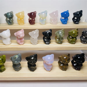 Vente en gros de pierre de roche naturelle sculptée à la main en renard de cristal pour la décoration intérieure - Product Image 1