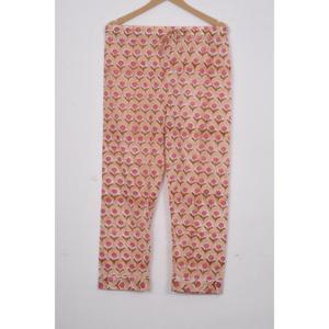 Conjuntos de ropa de dormir para mujer con estampado de bloque de mano a la moda, pijama de algodón suave transpirable con patrón Floral, pantalón y camisa, suministro ODM - Product Image 2