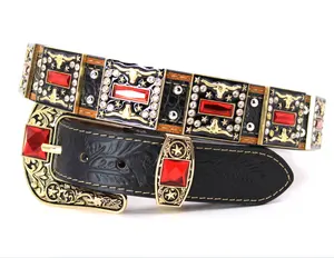 Nuova tendenza cintura di strass Bling Bling uomo donna Western Cowbuy Cowgirl cintura in pelle con <span class=keywords><strong>borchie</strong></span> di cristallo <span class=keywords><strong>per</strong></span> Jeans - Product Image 1