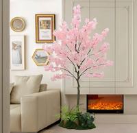 GIANTEX Plante Artificielle d'Intérieur Cerisier Rose 190 CM Pot en Ciment Branches Réglables Fleurs Réinsérées Intérieur/Extérieur Maison