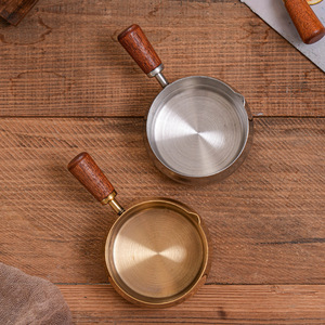 Tazón para Salsas de Acero Inoxidable 304 con Mango de Madera, Plato para Salsas de Comida Occidental, Cuchara para Condimentos, Plato para Salsas de Tomate y Ensalada - Product Image 4