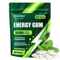 Gommes à mâcher en gros à la caféine et L-théanine pour booster l'énergie et la concentration, supplément énergétique nootropique sans sucre