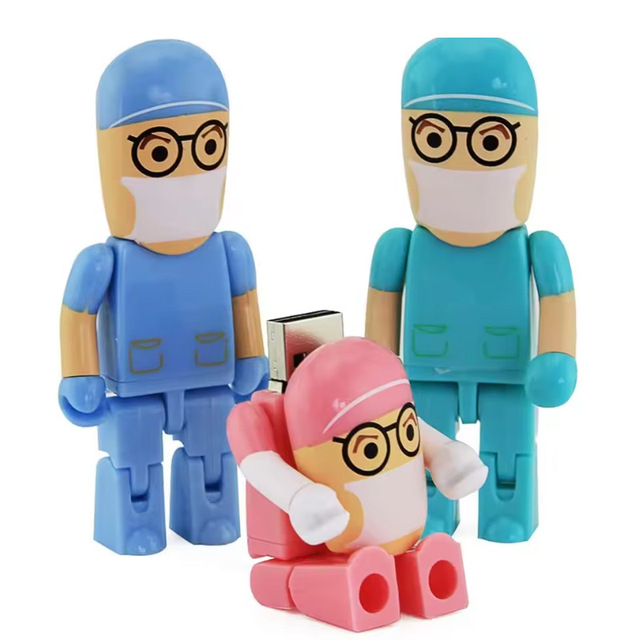 Cute Pendrive 16G Plastic USB 2.0 Interface Robot Doctor U Disk for Medical Meetings & Hospital Memorial Gifts USB Flash Drive