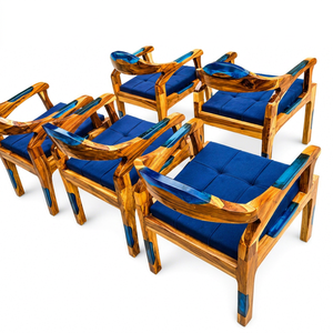 Luxury Solid Wood Epoxy Resin <b>Armchair</b> Handmade Modern Wooden Accent Chair for Home Hotel Cafe Furniture - Product Image 3