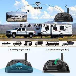 Caméra de <span class=keywords><strong>voiture</strong></span> sans fil HD WiFi 5G avec panneau <span class=keywords><strong>solaire</strong></span>, installation magnétique, alarme d'angle mort IA, DVR avant/arrière pour camion, bus, camping-car, fourgonnette - Product Image 3