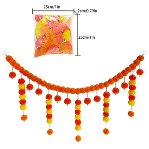 Tenda per Porta con Fiori di Calendula per il Giorno dei Morti Messicano, Fiori Artificiali PTC Fatti a Mano e Durevoli, Decorazioni Festive - Product Image 2