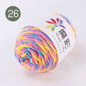 Fil <span class=keywords><strong>à</strong></span> <span class=keywords><strong>tricoter</strong></span> et <span class=keywords><strong>à</strong></span> crocheter en acrylique 100 % coton laitier, 5 brins, teint en segments arc-en-ciel, haute qualité, multicolore, pour tissage <span class=keywords><strong>à</strong></span> la main - Product Image 5