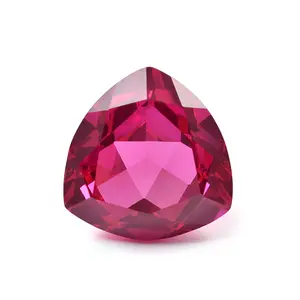 Roomy Gems Wholesale 3.5ct Certified 25mm Trillion Cut Ruby Red Lab Created Ruby Stone Price Per Carat Ruby