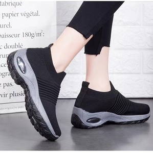 Chaussures de travail pour femmes avec coussin d'air pour augmenter la taille, antidérapantes, avec soutien de la voûte plantaire, chaussettes de sport, chaussures de marche tissées volantes pour femmes - Product Image 5