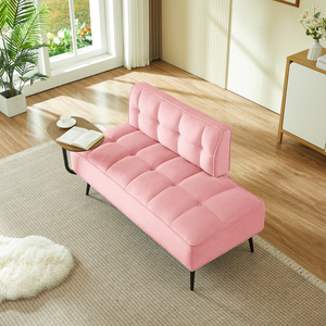Modern Two Seater Velvet <b>Sofa</b> 54 Inch With Backrest And Rotating <b>Side</b> <b>Table</b> Entryway Ottoman Multi Use Bench Office Desk - Product Image 6