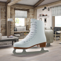 Patins à glace en cuir véritable blanc, beaux et confortables, pour femmes, avec lames en acier inoxydable, patins de haute qualité