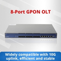 Nuevo OLT GPON de Alto Rendimiento con 8 Puertos, Enlace Ascendente de 10G, con 8 Piezas C++ SFP, Alimentación Dual CA+CC, Equipo de Fibra Óptica FTTH
