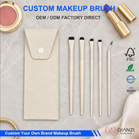 Ensemble de 5 pinceaux pour les yeux et les sourcils, couleur personnalisée, pinceaux angulaires pour les sourcils, pinceaux de précision pour les yeux, avec étui portable
