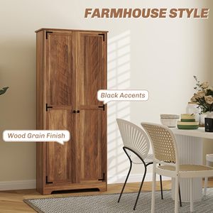 Armoire de cuisine SENYU moderne en bois brun de 72 pouces avec portes doubles et étagères réglables pour le rangement - Product Image 4