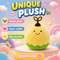 Peluche personnalisée en forme de poussin de haricot, poupée en peluche OEM ODM, figurine en peluche douce à feuilles vertes pour cadeau d'enfant