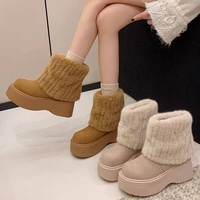 Prix Spécial Usine - Bottes de Neige en Cuir Véritable Doublées Fourrure pour Femme - Bottes d'Hiver Chaudes à Semelle Épaisse Antidérapante et Rembourrées