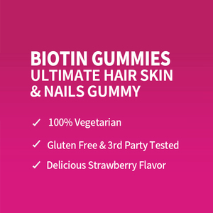 Label pribadi Vegan mendukung kulit rambut sehat & suplemen kuku Vitamin organik & Mineral Biotin Gummies untuk pertumbuhan rambut - Product Image 4
