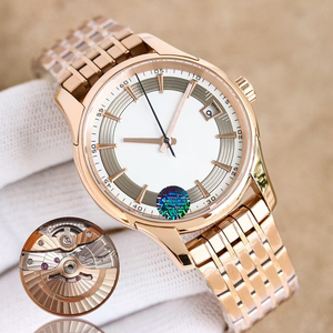 Reloj de Pulsera de Lujo Personalizado y Sofisticado con Correa de Acero en Oro Rosa, Esfera Blanca, Fecha, Mecanismo Automático, para Hombre - Product Image 2
