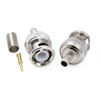 Conector Coaxial RF BNC-J-4 BNC/Q9 Macho con Conexión de Crimpado Apto para Cables LMR240/50-4