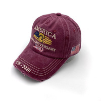 Casquette de papa en jean brodé, effet vieilli et délavé, pour le 250e anniversaire de l'Amérique 1776-2026, patriotique USA, vintage, sportive, formelle et respirante