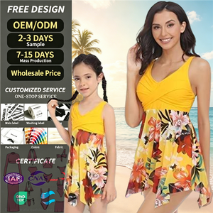 Traje de Baño Tankini de Dos Piezas para Madre e Hija, Talla <span class=keywords><strong>Grande</strong></span>, con Malla Floral, Personalizado, Ropa de <span class=keywords><strong>Playa</strong></span> - Product Image 1