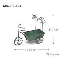 MR Rustic Tricycle Tanaman Berdiri Logam Pot Bunga Keranjang Pemegang dengan Pekebun Keranjang Dekoratif Pekebun Sepeda